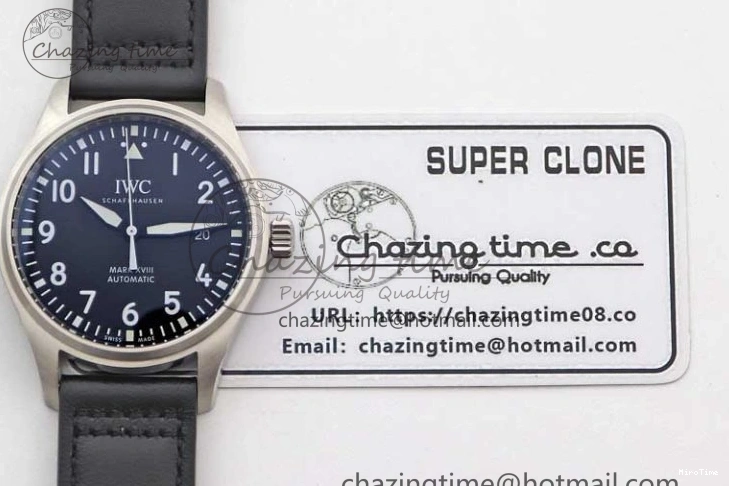 MIROTIME 0421 Vibrant Mark XVIII IW327001 SS M+F 1:1 Best Edition Black Dial on Black Leather Strap A 7055